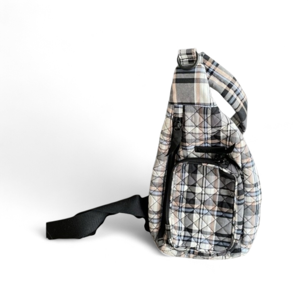 Vera Bradley Quilted Plaid Sling Bag — Black, Gray, Cream. I never used